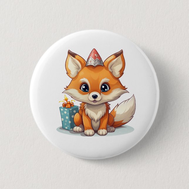 Cartoon fox illustration button (Front)