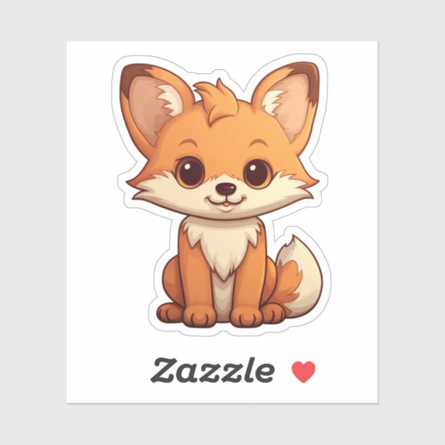 Cartoon fox illustration sticker (Sheet)