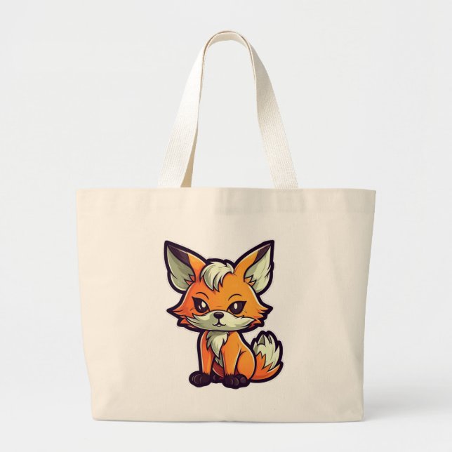 CARTOON FOX LARGE TOTE BAG (Front)
