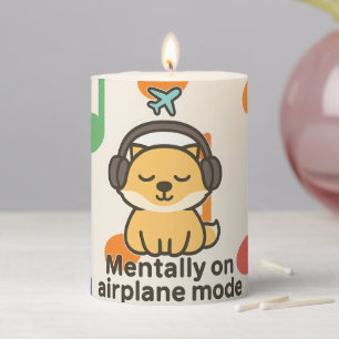 Cartoon Fox Sticker   Mentally on Airplane Mode Pillar Candle