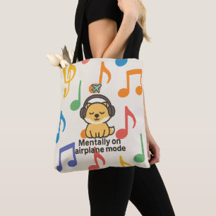 Cartoon Fox Sticker   Mentally on Airplane Mode Tote Bag
