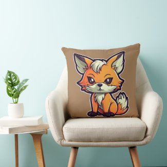 CARTOON FOX THROW PILLOW