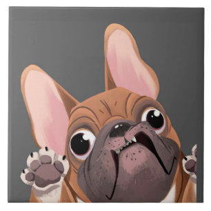 Cartoon French Bulldog Ceramic Tile