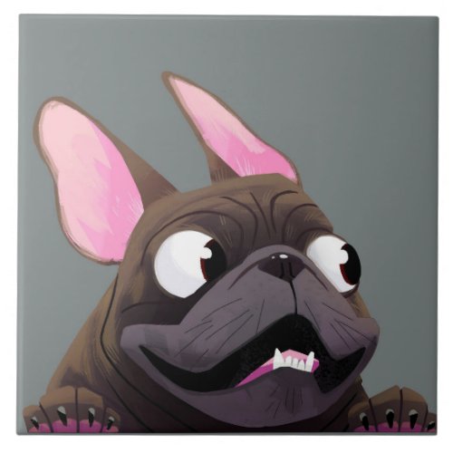 Cartoon French Bulldog Ceramic Tile