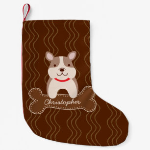 Cartoon French Bulldog Cute Puppy Dog Custom Name Small Christmas Stocking