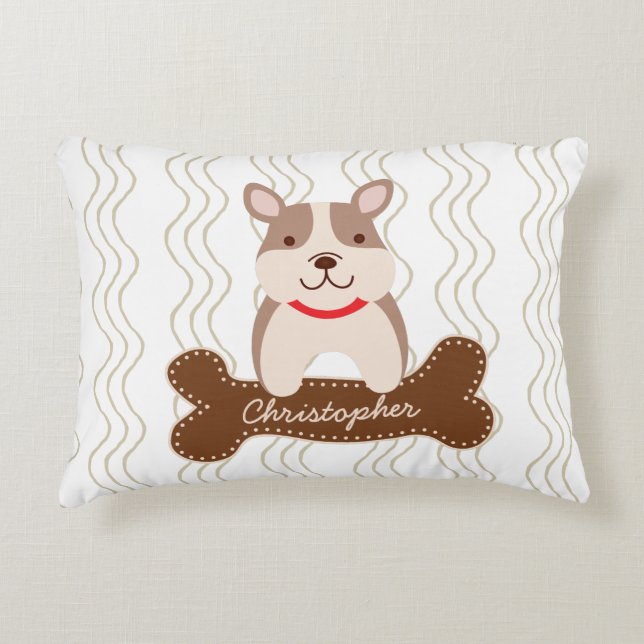 Cartoon French Bulldog Cute Puppy Dog Lovers Accent Pillow (Front)