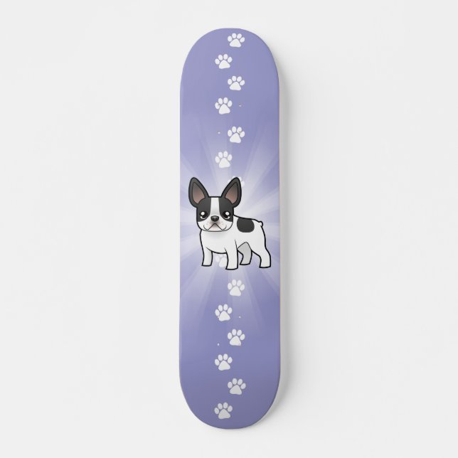 Cartoon French Bulldog Skateboard Deck (Front)