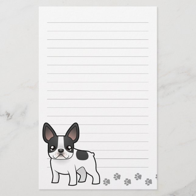 Cartoon French Bulldog Stationery (Front)