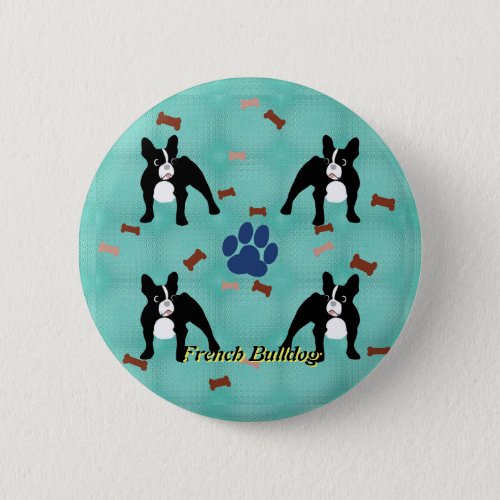 Cartoon Frenchie Pinback Button