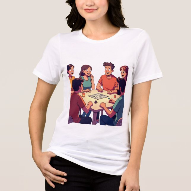 Cartoon Friends Game Night T-Shirt Tri-Blend Shirt (Front)