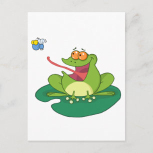 Cartoon Frog Catching Fly Postcard