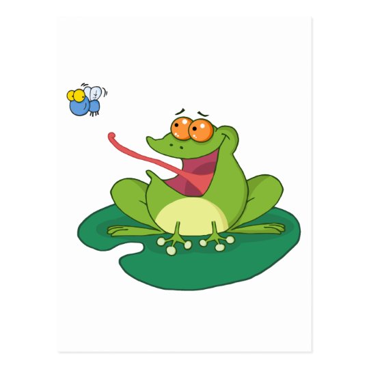 Cartoon Frog Catching Fly Postcard | Zazzle.com