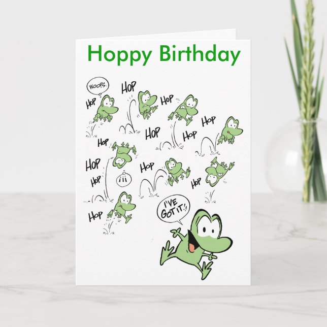 Cartoon Frog Happy Birthday Card (Front)