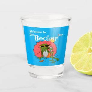 Cartoon Frog On The Beach Customizable Shot Glass