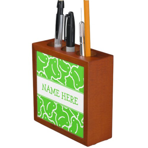 Cartoon Frog Pattern Add Your Name Desk Organizer