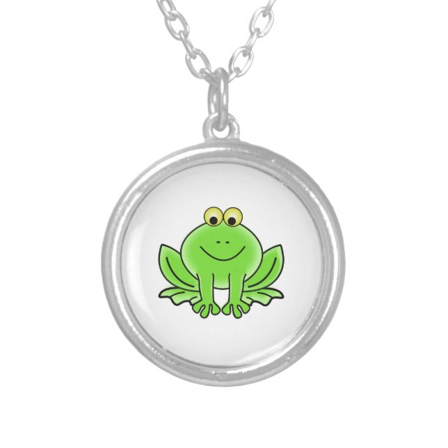 Cartoon Frog Silver Plated Necklace (Front)