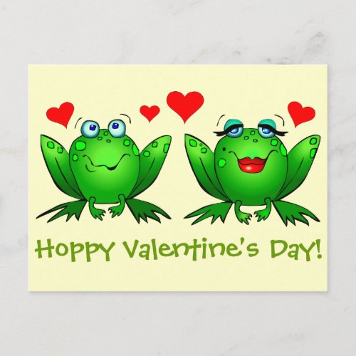 Cartoon Frogs Hearts Card Hoppy Valentines Day