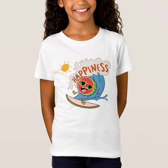 Cartoon Fruit Summer Shirt – Happiness Wave Design (Front)