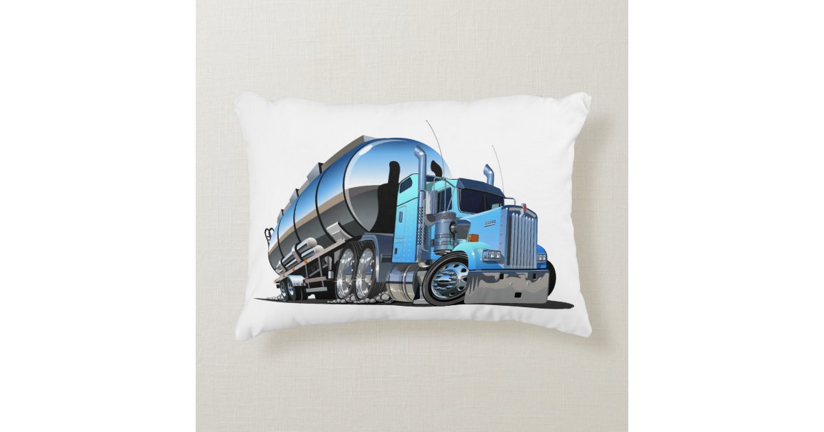 Cartoon fuel truck accent pillow Zazzle