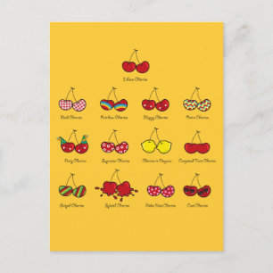 Cartoon Fun Comic Funny Cheeky Red Cherries Cherry Postcard