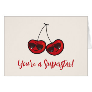 Cartoon Fun & Cool Cheeky Cherries With Sunglasses Cards
