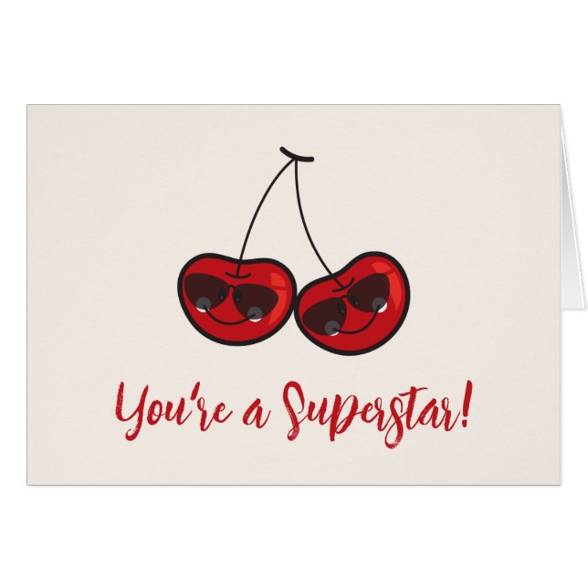 Cartoon Fun & Cool Cheeky Cherries With Sunglasses Cards (Front Horizontal)