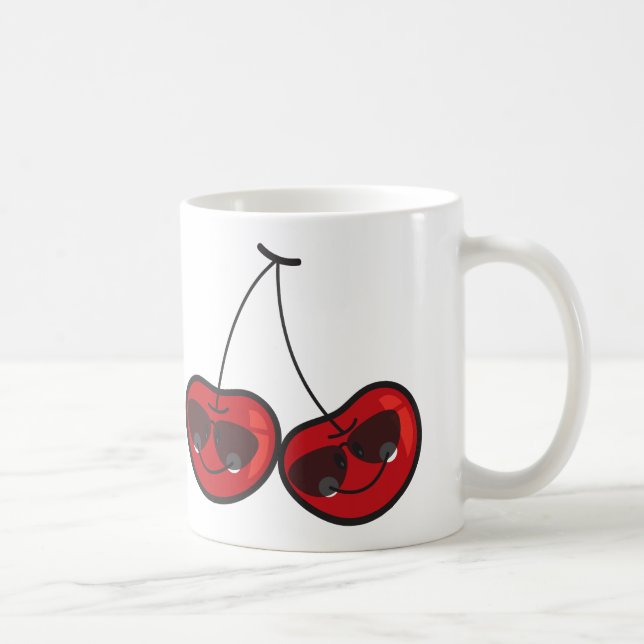 Cartoon Fun & Cool Cheeky Cherries With Sunglasses Coffee Mug (Right)
