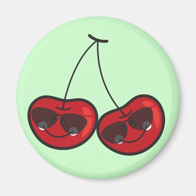 Cartoon Fun & Cool Cheeky Cherries With Sunglasses Magnet (Front)