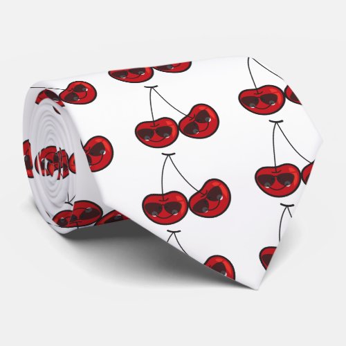 Cartoon Fun  Cool Cheeky Cherries With Sunglasses Tie