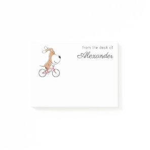 Cartoon Funny Cute Dog Puppy Biking Bicycle Post-it Notes