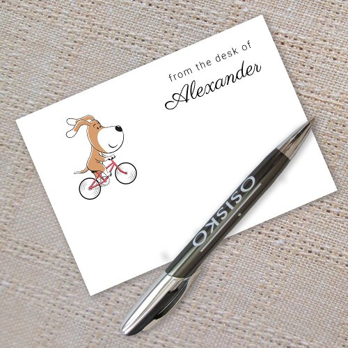 Cartoon Funny Cute Dog Puppy Biking Bicycle Post_it Notes