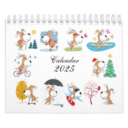 Cartoon Funny Cute Puppy Dog Lover 2025 Calendar