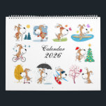 Cartoon Funny Cute Puppy Dog Lover 2026 Calendar<br><div class="desc">This 2026 Two Page Large Calendar features twelve (for each month) illustrations of cute Puppy. Each page reflects the time of the year and month. Little Dog takes part in various sports and outdoors activities such as ice skating, fishing, kayaking, hiking, riding a bicycle, or just decorating a Christmas Tree....</div>