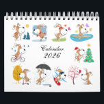 Cartoon Funny Cute Puppy Dog Lover 2026 Calendar<br><div class="desc">This 2026 Two Page Large Calendar features twelve (for each month) illustrations of cute Puppy. Each page reflects the time of the year and month. Little Dog takes part in various sports and outdoors activities such as ice skating, fishing, kayaking, hiking, riding a bicycle, or just decorating a Christmas Tree....</div>