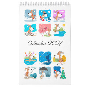 Cartoon Funny Cute Puppy Dog Lover 2027 Calendar