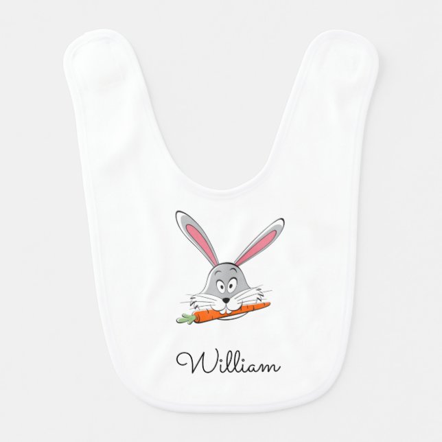 Cartoon Funny Cute Rabbit Bunny Carrot Baby Bib (Front)