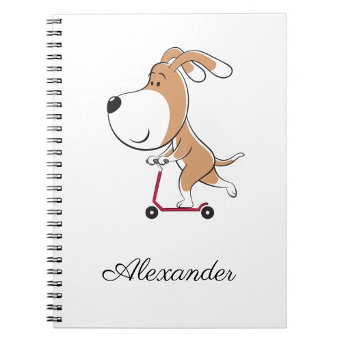 Cartoon Funny Dog Puppy Kick Scooter Back School Notebook