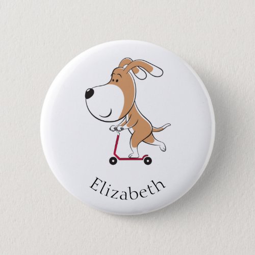 Cartoon Funny Dog Puppy Kick Scooter Button
