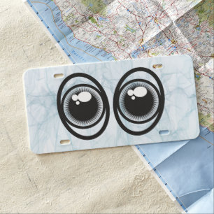 Cartoon Funny Eyes in Smokey Background Texture License Plate