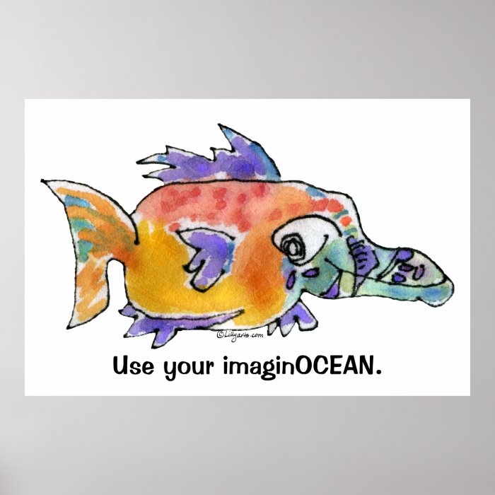 Cartoon Funny Fish 099 ImaginOCEAN Poster Large