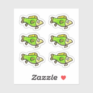 Cartoon Funny Green Fish Custom-cut Vinyl Stickers