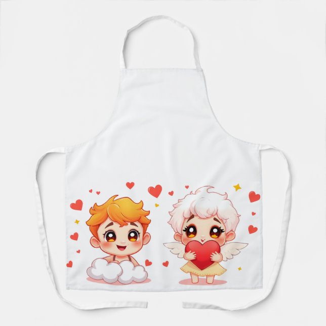 Cartoon funny playing angels for love you apron (Front)