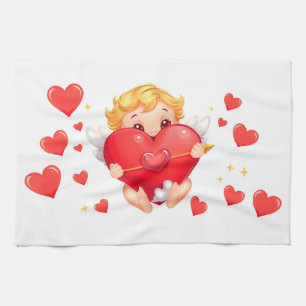Cartoon funny playing angels for love you kitchen towel