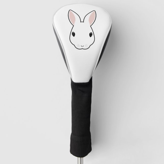 Cartoon funny rabbit face icon head golf head cover (Front)