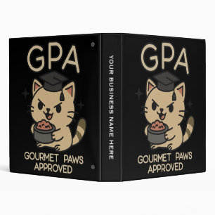 Cartoon Funny Scholar Cat Tuna Paws 3 Ring Binder