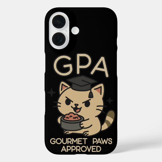Cartoon Funny Scholar Cat Tuna Paws Case-Mate iPhone Case (Back)