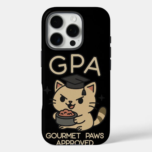 Cartoon Funny Scholar Cat Tuna Paws Case-Mate iPhone Case (Back)