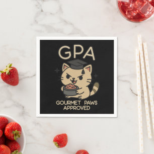 Cartoon Funny Scholar Cat Tuna Paws Napkins