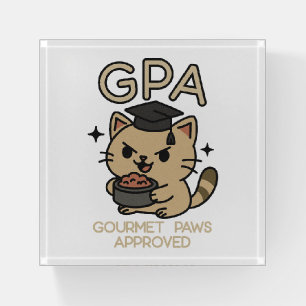 Cartoon Funny Scholar Cat Tuna Paws Paperweight