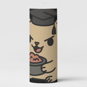 Cartoon Funny Scholar Cat Tuna Paws Pillar Candle